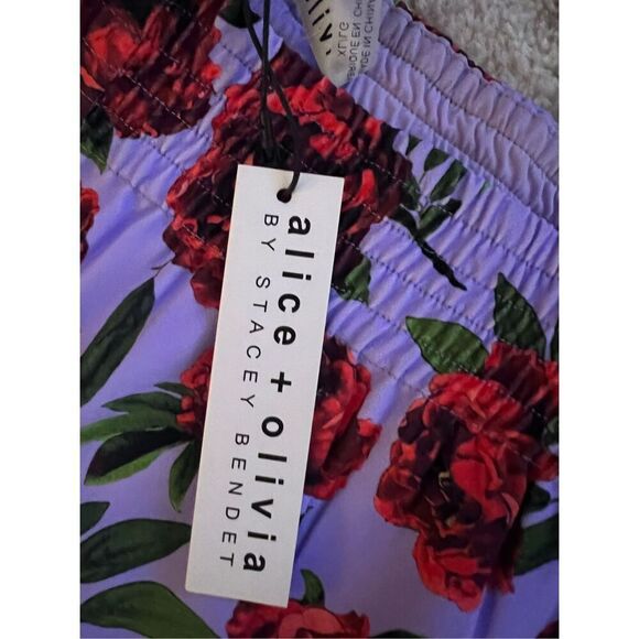 Alice + Olivia Stacey Bennet Multicolor Rose Print Mix Pattern Wide Leg Pants XL - Picture 3 of 11